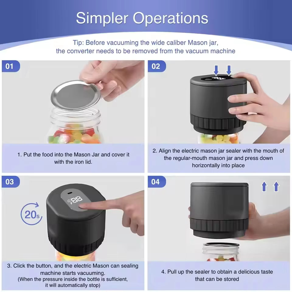 Portable Mini Vacuum Sealer Kit for Mason Jars