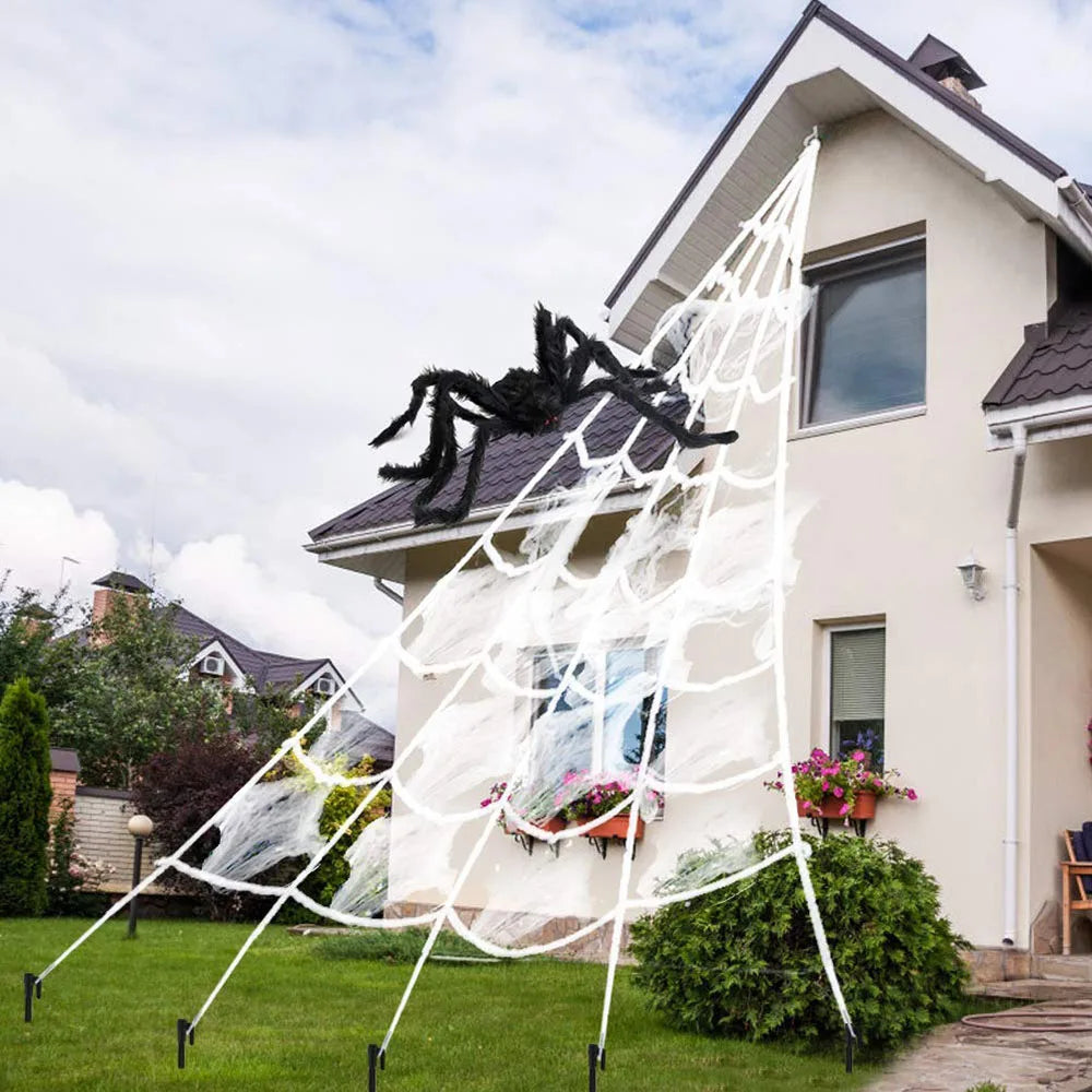 Giant 16.4 FT Triangle Spider Web | Halloween Outdoor Decoration