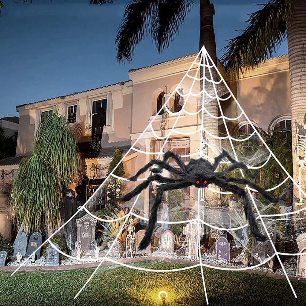 Giant 16.4 FT Triangle Spider Web | Halloween Outdoor Decoration